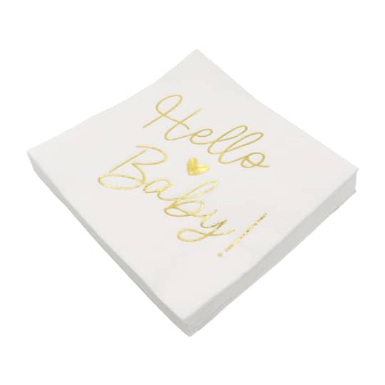Gold Hello Baby Beverage Napkins, 20ct. by Celebrate It™